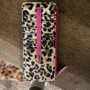 Leopard Print Wallet with Pink Accents